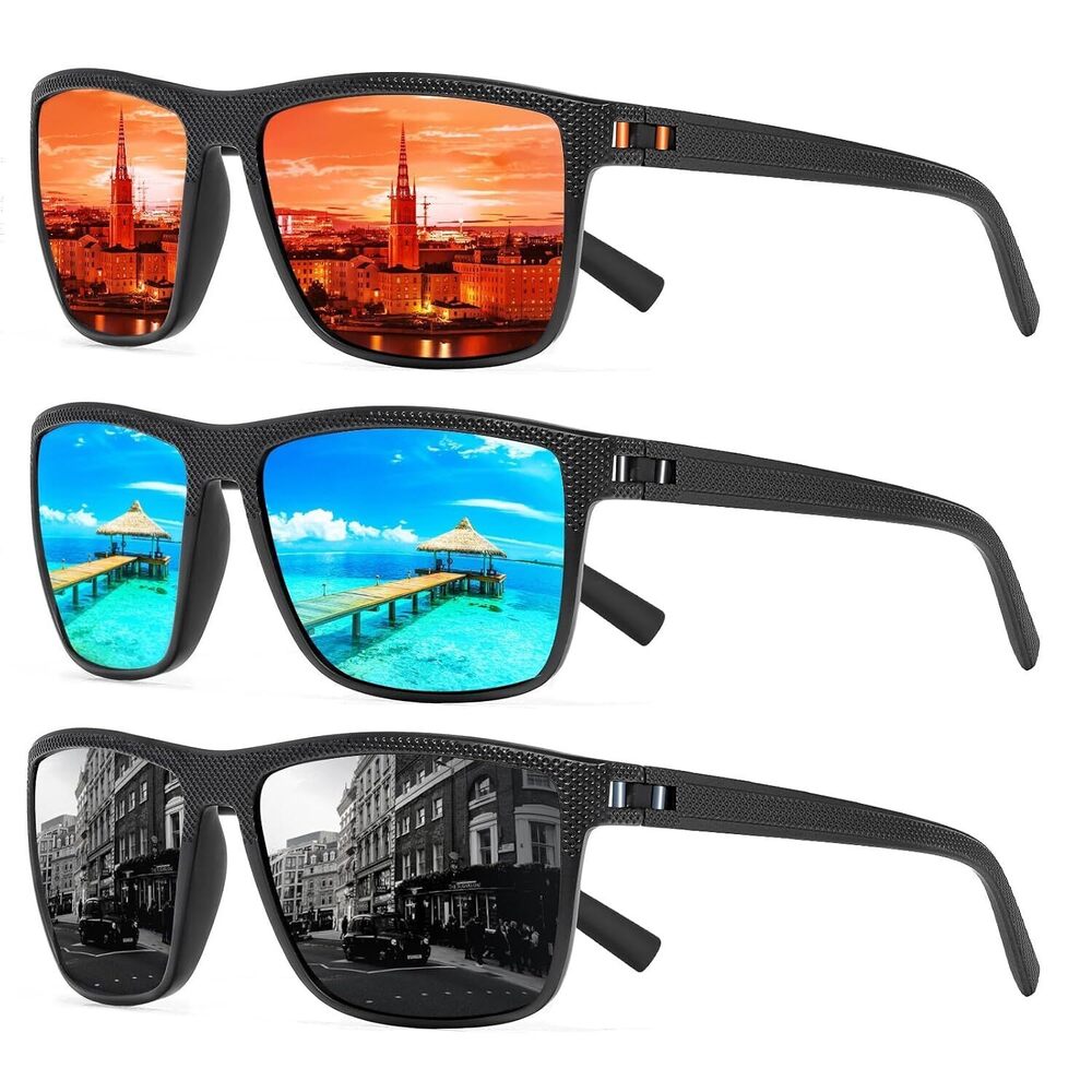 Square Polarized Sunglasses for Men and Women Lightweight Frame Sun